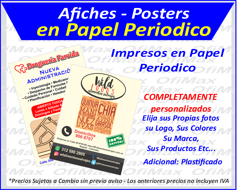 afiches posters carteleras publicitarios personalizados, bogota, colombia